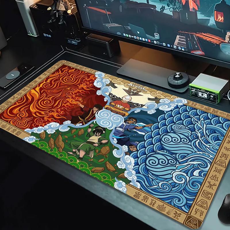 Avatar The Last Airbender Color Mouse Pad Large Gaming Table Cushion Non-slip Laptop Tablet Big Mousepad XXL Mat Mini PC Playmat With Lock edge
