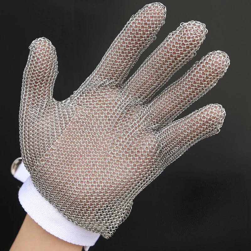 Защитные перчатки из нержавеющей стали, сетчатые перчатки, устойчивые к порезам ножом, кольчужные защитные перчатки для работы мясника на кухне