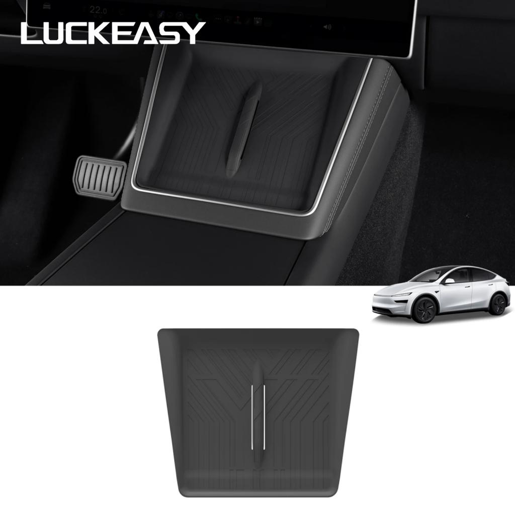 LUCKEASY for Tesla Model YL 2025 2026 Center Console Wireless Charging Anti-Slip Pad Silicone Phone Anti-Dirt Mat Accessories