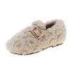 Girls Cotton Shoes Children Princess Plush Moccasin Shoes Simple Buckle Baby Warm Casual Shoes Autumn Winter 2024 New