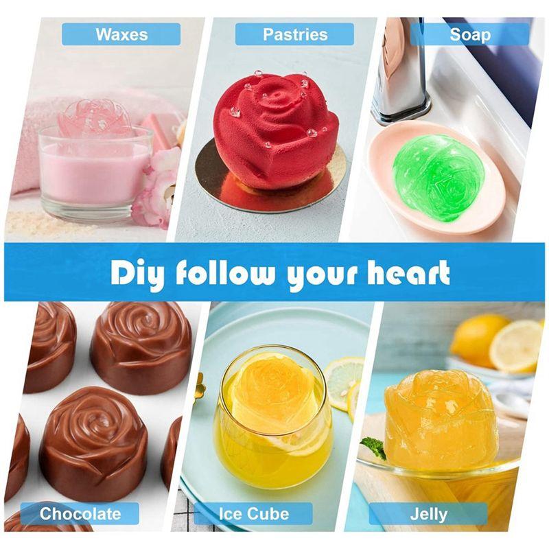AEE2-Rose Ice-Cube Tray With Funnel, Makes Four Rose Shaped Ice-Cubes, Easy Release Ice Ball Maker Durable Easy To Use