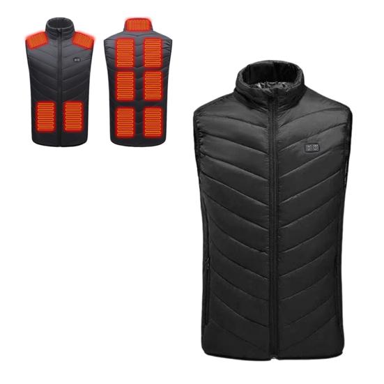 Men Heated Puffer Vest USB Electric Graphite Heating Windproof Thermal Waistcoat Winter Outdoor Activities Down Cotton Vest Coat