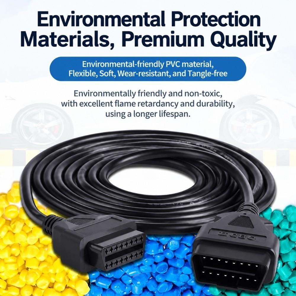 Male To Female OBD2 Extension Cable OBD2 Diagnostic Connector for ELM327 Scanner