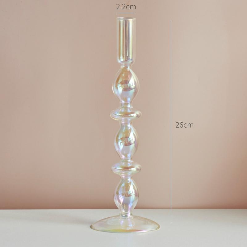 Glass Candle Holder Home Decor Nordic Rainbow Vase Flower Table Living Room Decoration Candlestick Holder for Wedding
