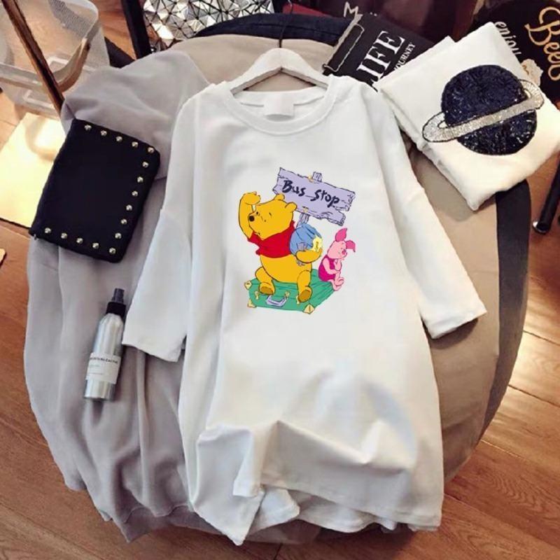 Japanese Cartoon Trendy Cute Printed Short Sleeve Tshirt Round Neck Soft Tshirt Womens Oversized Loose Half Sleeve Top