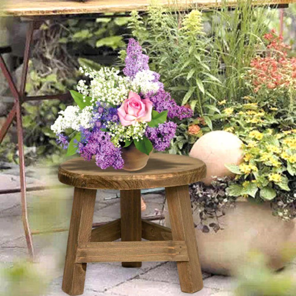 Mini Size Mini Wooden Stool Round Flower Display Stand Decorative Bonsai Rack Living Room