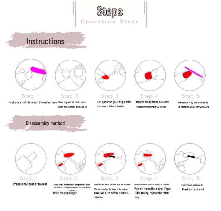 3D Magic Mirror Powder Metal Heart & Cross Rose Nail Art False Nails