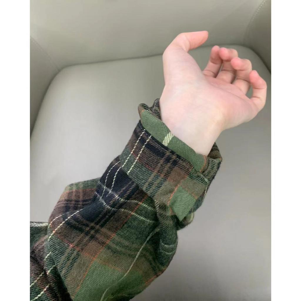 Весенне-осенняя женская рубашка с воротником поло, свободная повседневная клетчатая блуза, большой кардиган, женская блузка в корейском стиле