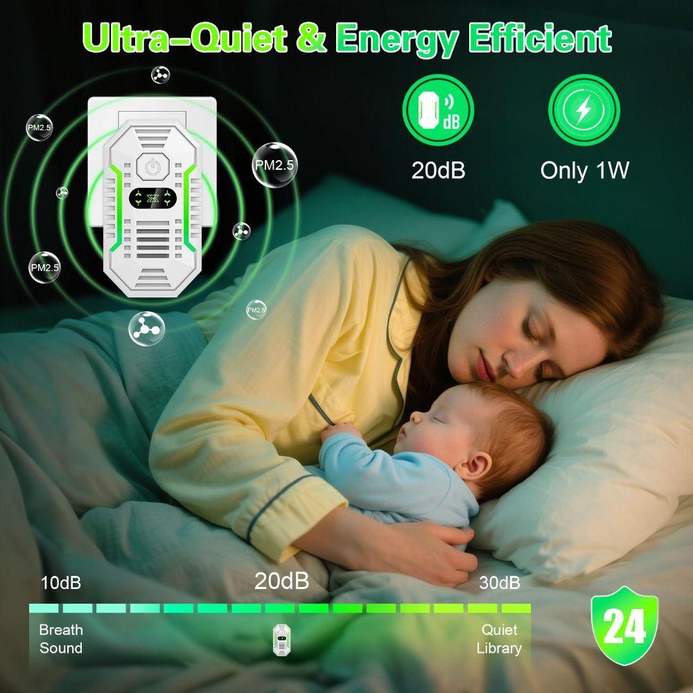 Small Air Purifier Portable Plug-In Air Purifier Odor Removal Air Cleaner Home