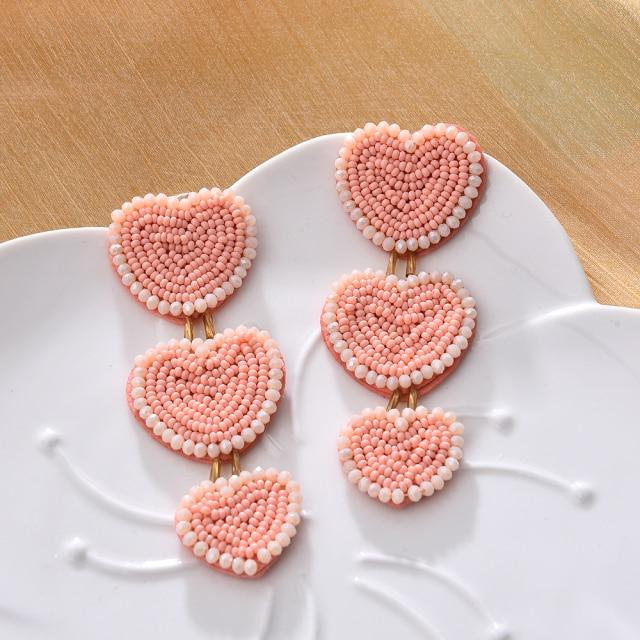 Ztech New Pink Series Crystal Beads Tassel Earrings for Women Girls Elegant Cute/Romantic Korean Style Statement Jewelry Brincos