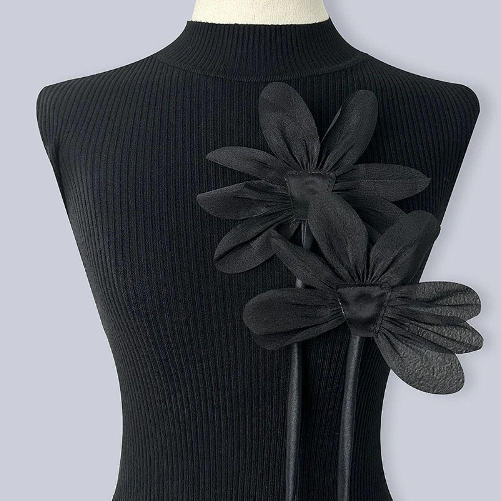 2Pcs Handmade Collar Flower Cloth Fabric Lapel Pins Flower Brooch Pins Wedding Party