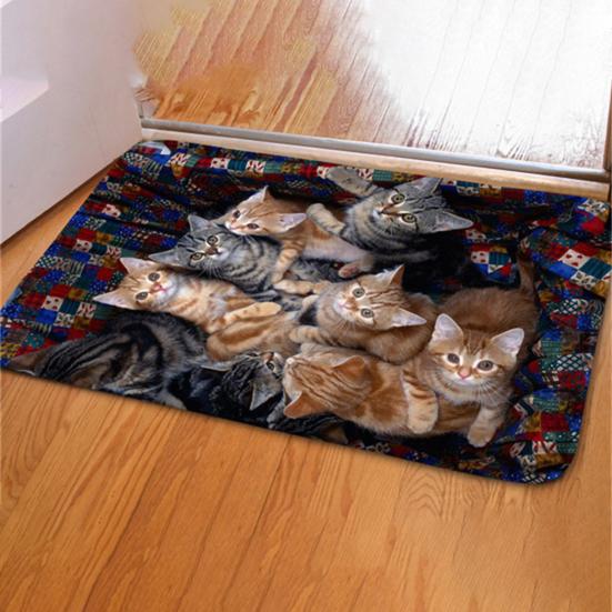 Дверной коврик противоскользящий 3D коралловый бархатный коврик с рисунком кошки и собаки для двери спальни