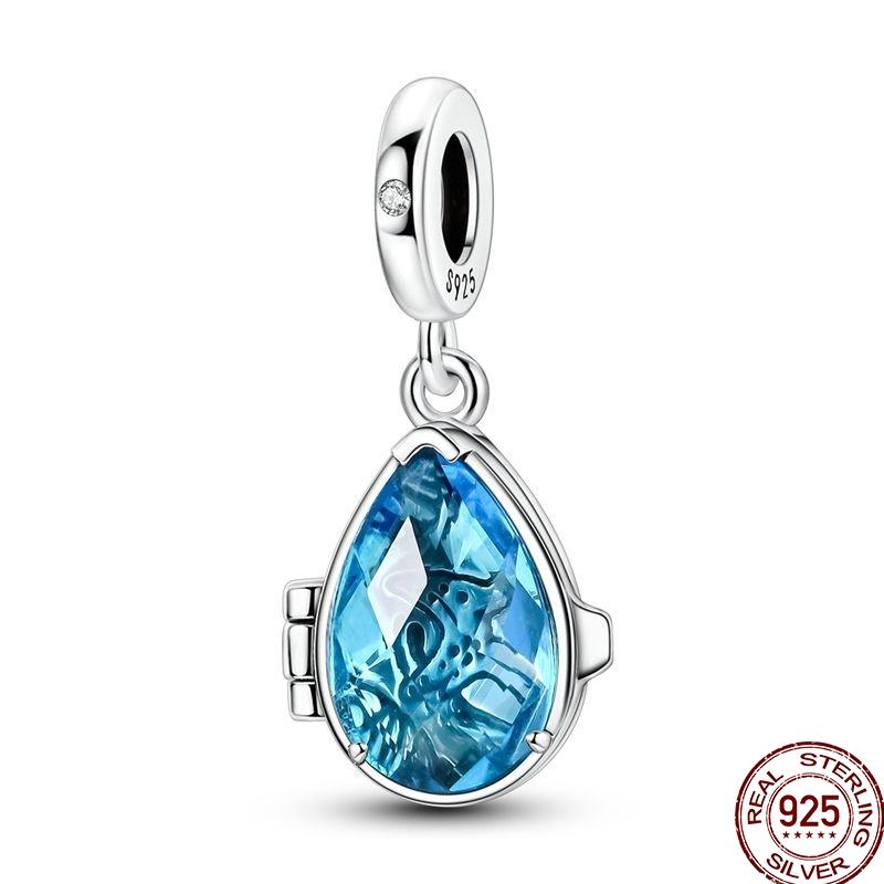 100% Copper Blue Shiny Zirconia Dark Cloud Butterfly Jewelry Beaded Pendant Fit 3Mm Bracelet Diy Jewelry Gift