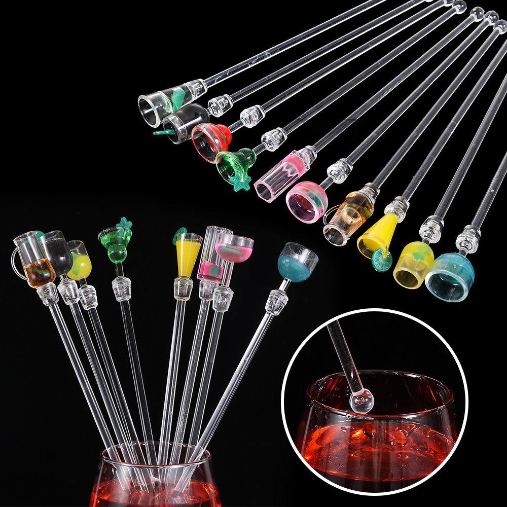 10Pcs/Set Colorful Bar Tool Acrylic Stirring Sticks Mixing Sticks Cocktail Drink Stirrers