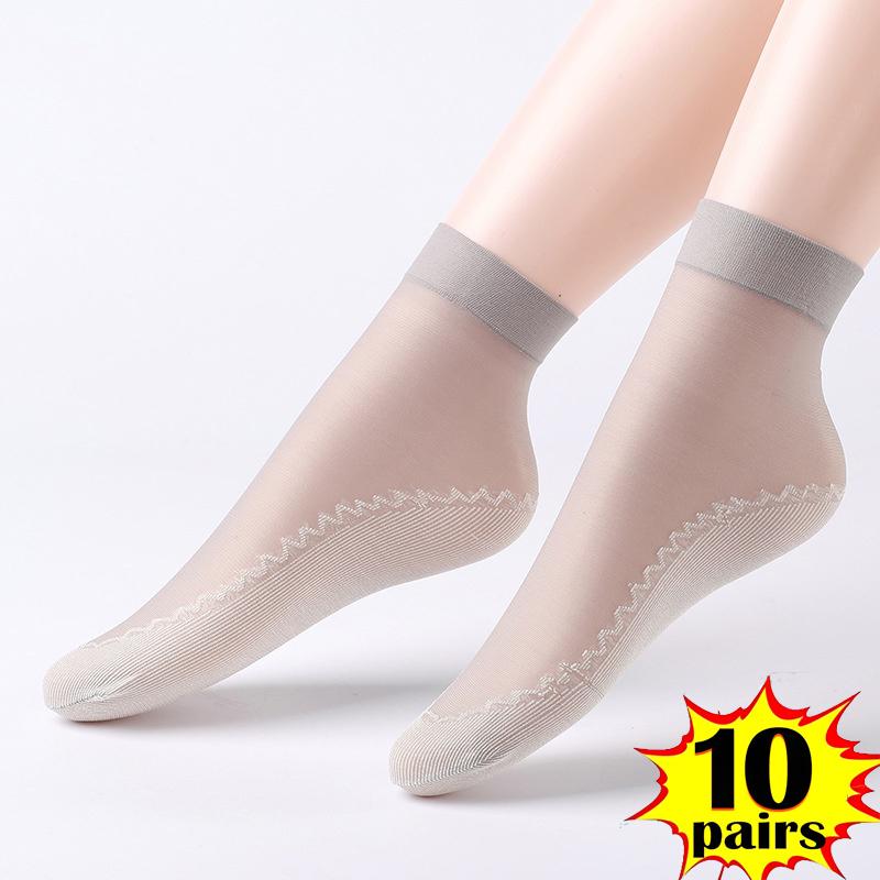 1/5/10 Pairs Women's Ultra-thin Cotton Silk Short Socks Seamless Breathable Socks