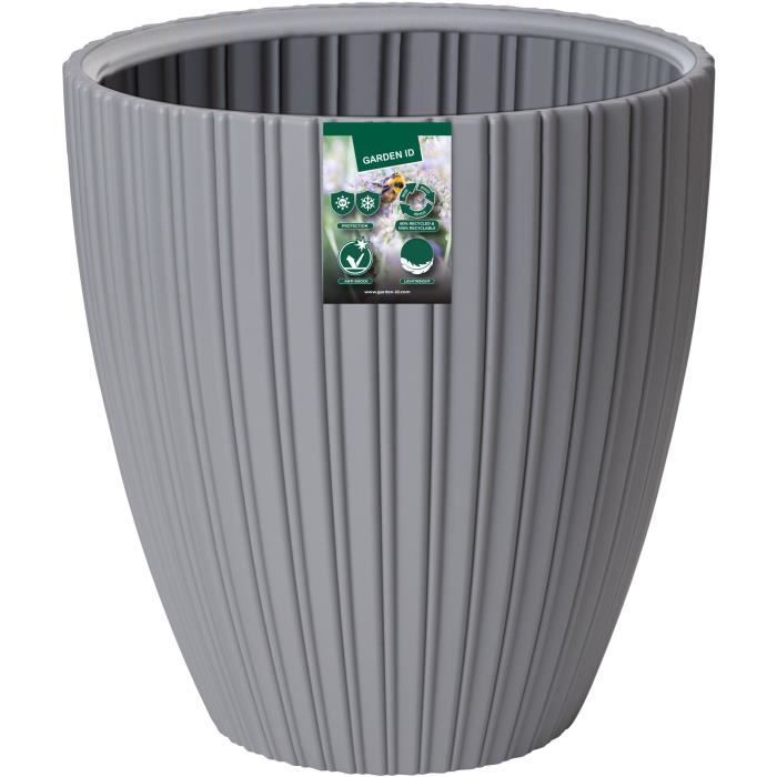 Pot de fleurs - GARDEN ID - Fancy - 40 x 42 cm - Pour jardin, balcons ou intérieurs - Gris clair