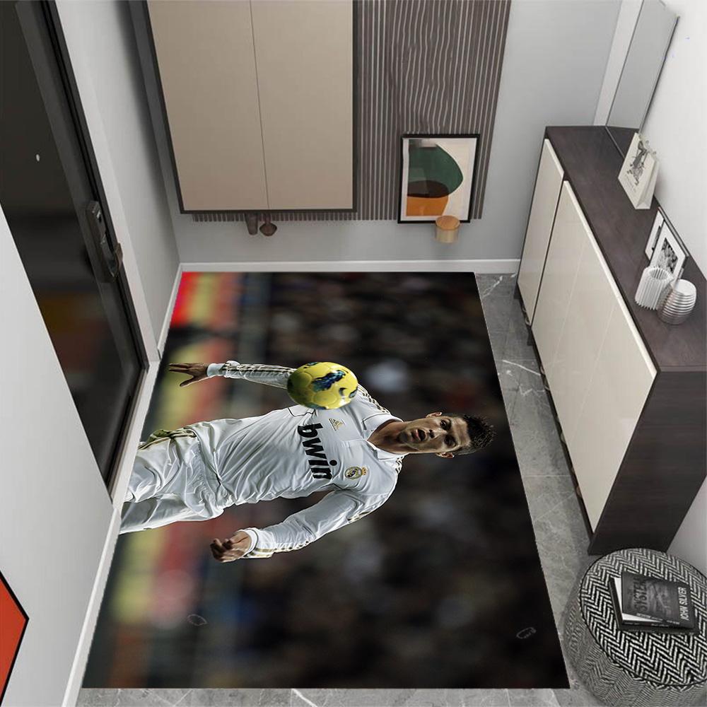 Cristiano Ronaldo Action Area Rug Perfect for Foyer Kitchen Game Room Balcony Antislip Carpet Anime Office Decor Wedding Party Gift