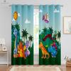 2 шт. Шторы на окна, милые шторы с рисунком динозавра из мультфильма, для гостиной, кабинета, детской комнаты, декоративные шторы