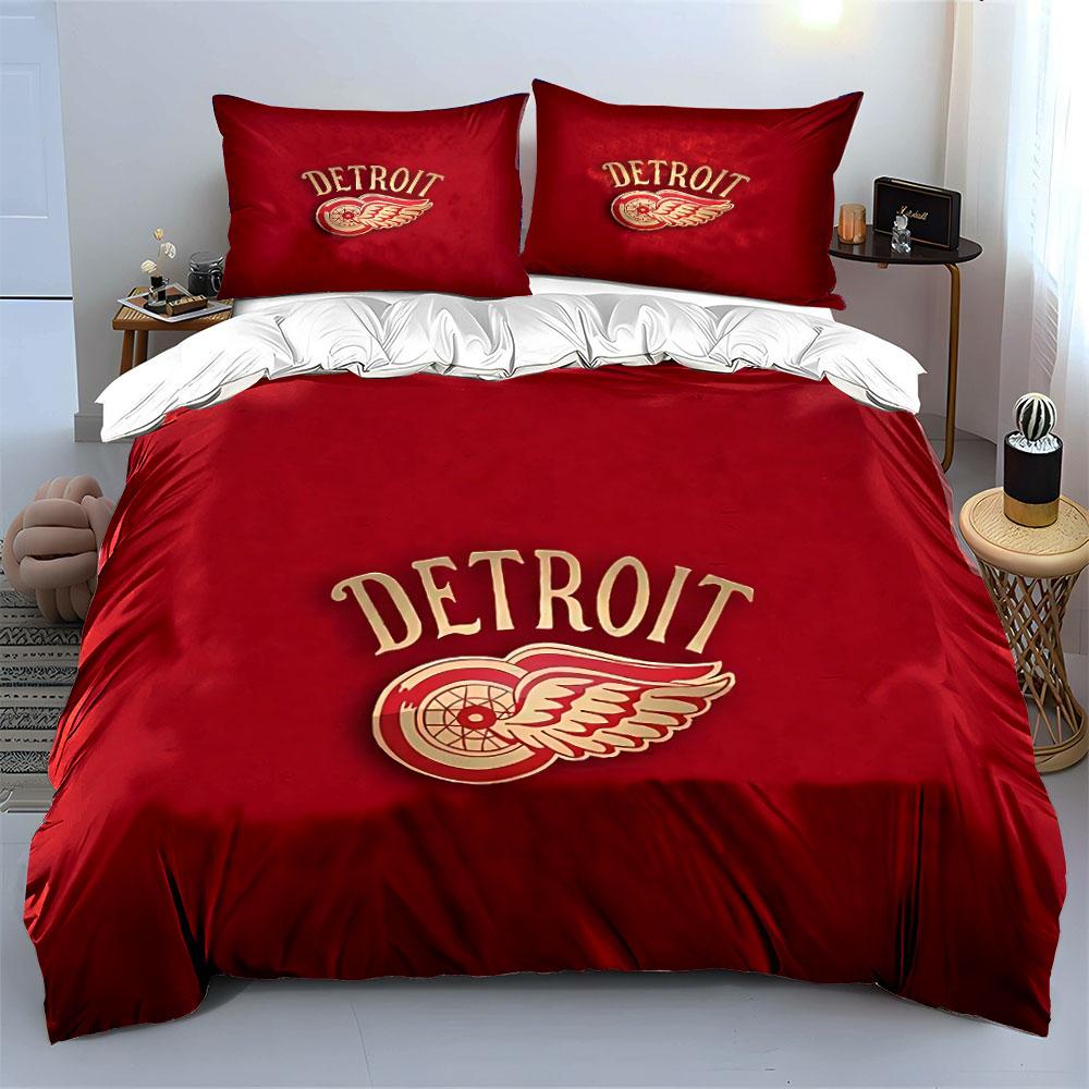 Detroit Logo Red Bedding Set Bedding Duvet Cover Set Duvet Cover Pillowcases (1 * Duvet Cover 2 * Pillowcases, without duvet insert)