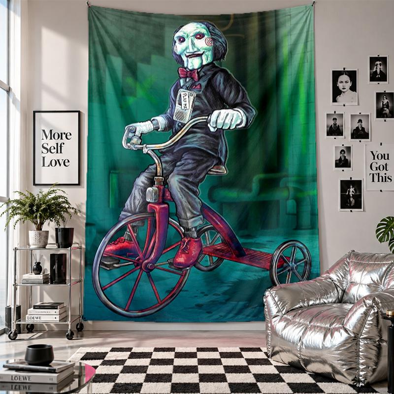 Wall TapestrySaw Billy the Puppet Art Hanging Cloth Decorative Background Cover for Room Decoration