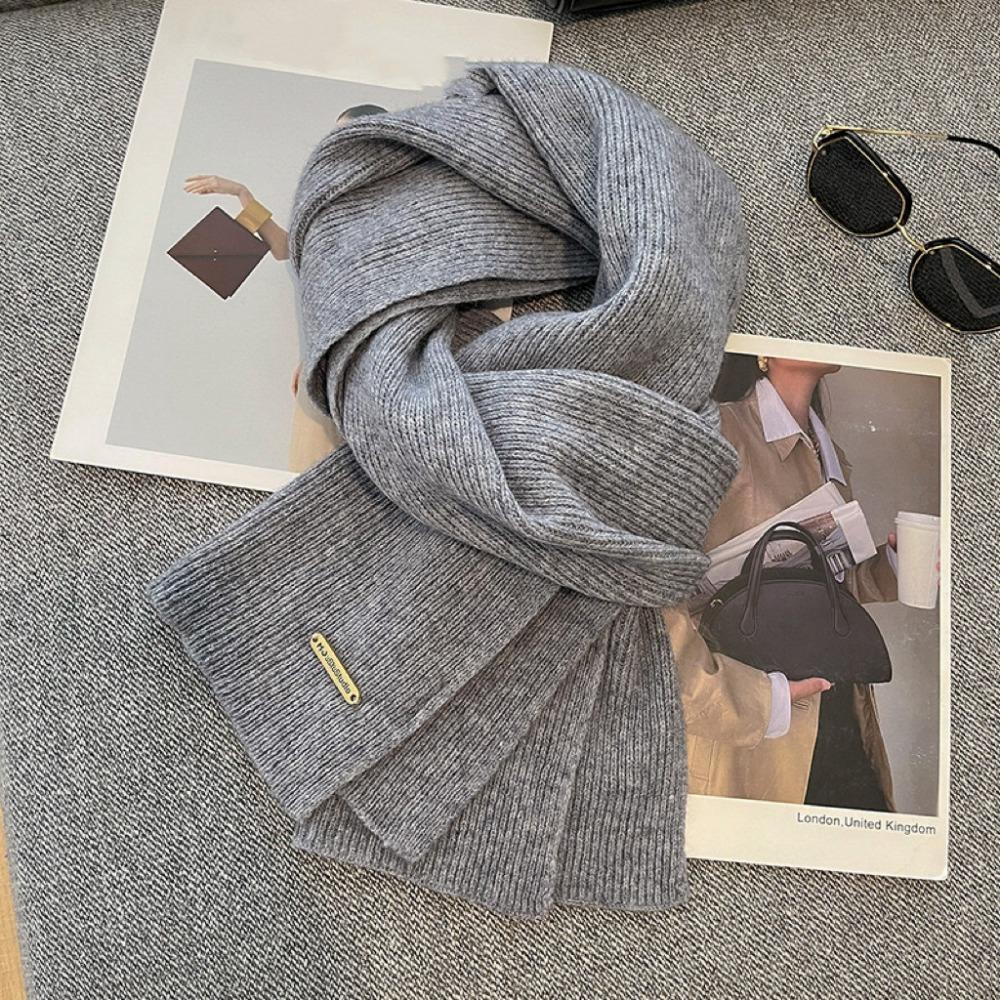 Simple Winter Cashmere Scarf Solid Color Women Scarves Shawl Casual Wool Knitted Scarf Gifts
