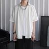 Летняя полосатая рубашка с короткими рукавами для мальчиков, модная пара, дизайн Harajuku, рубашка с драпировкой и рукавом пять четвертей