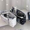 Striped Pencil Storage Bag Large Capacity Pen Organizer Trendy Zipper Stationery Pouch  Children
