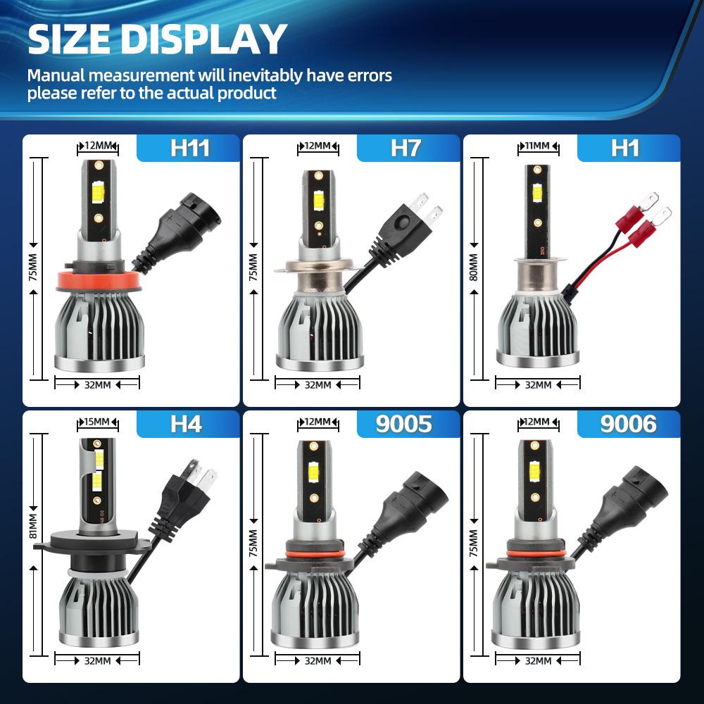 Лампы H11 9005/HB3 9006/HB4 H1 H3 H7 LED H13 9007 9004 H4 Фары 30000 лм +600% Ярче Мощность 140 Вт С Чипами CSP