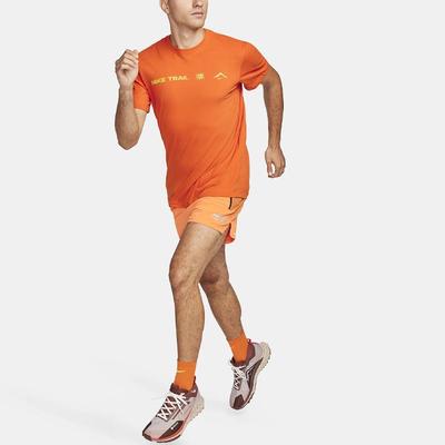 T Shirts Men's Orange Crew Neck Moderate Straight Fit FN0825-893