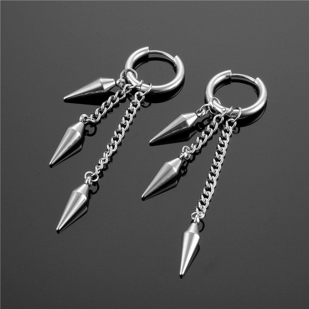 For Men Titanium Steel Tassel Punk Cross Korean Hoop Earrings Women Earrings Drop Dangle Earrings