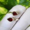 Кольцо из серебра 925 пробы с натуральным красным гранатом в форме сердца, размер 7,5, США, A93