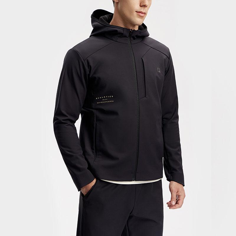 Fila Однотонная фитнес тканая куртка с капюшоном Мужские куртки Черный A11M411715F-BK