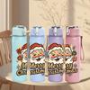 1PC Vintage Santa Claus Print 750ml Color Plastic Sports Water Bottle Leakproof Flip Straw Lid Suitable for Sports Office Home Use