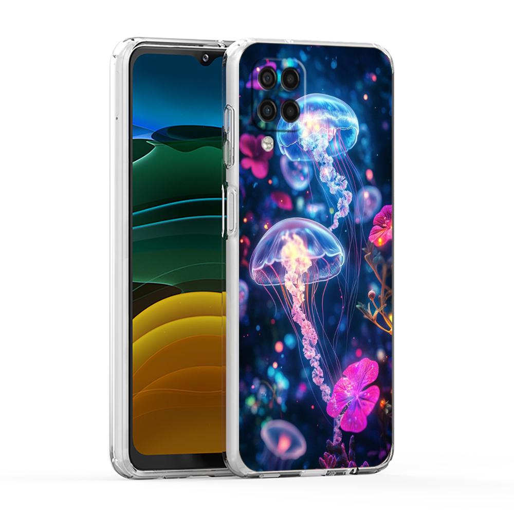 Мягкий чехол для Samsung Galaxy A25 A23 A22 A52S A52 A55 A72 A41 A31 A13 A11 Прозрачный чехол для телефона Розовый медуза Океанический узор