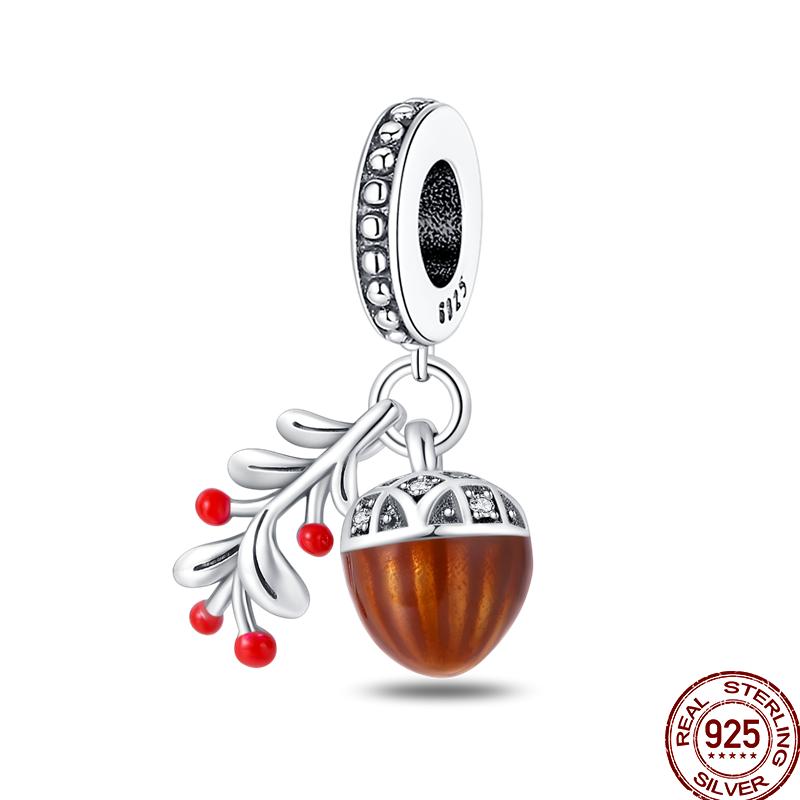 Copper Pumpkin Maple Leaf Squirrel Scarecrow Harvest Autumn Charm Beads Suitable For Pan Original Bracelet