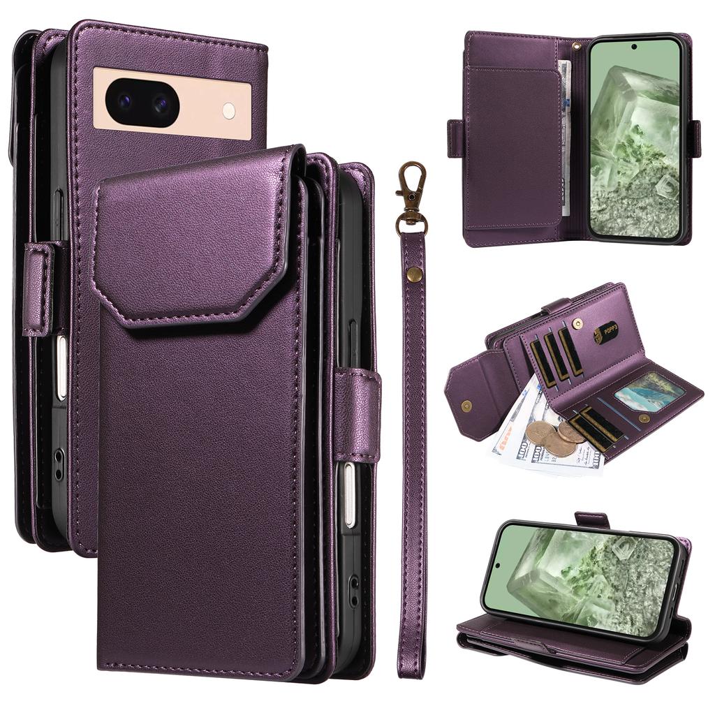 Чехол для Google Pixel 8a с держателем для нескольких карт и ремешком, чехол для телефона из ПУ кожи, подставка