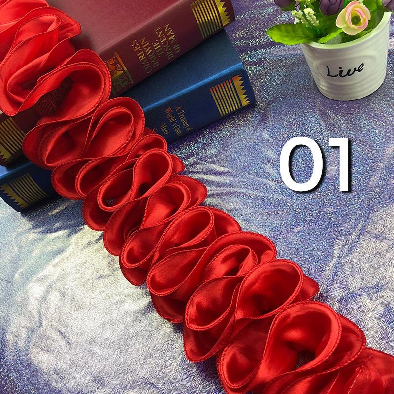 5 ярдов кружевной отделочный край шифон атлас плиссированная лента собранная ткань для поделок платье юбка подол букет украшение