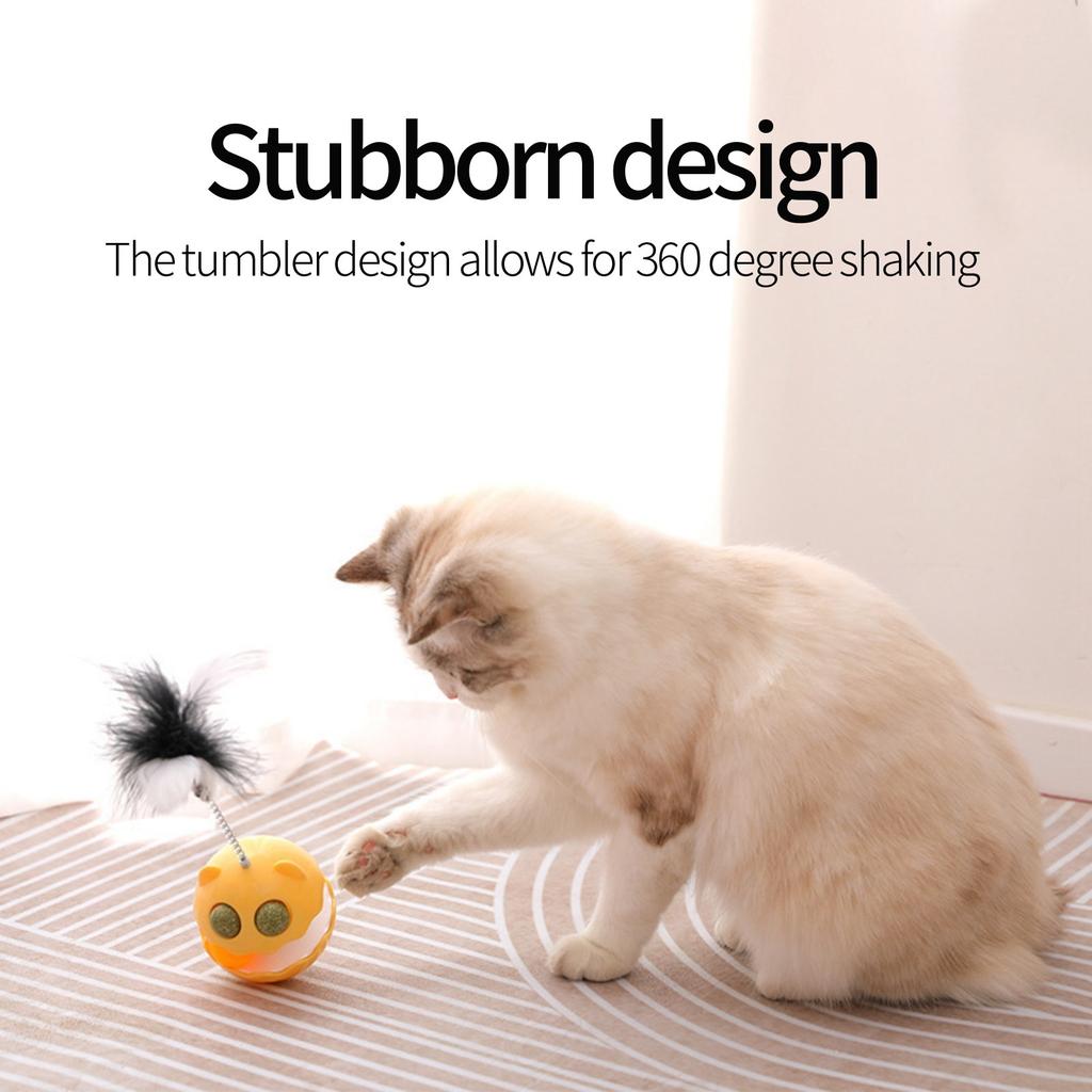 Неваляшка для кошек, веселый шарик из кошачьей мяты, чтобы избавиться от скуки, игрушка для кошек с перьями, товары для домашних животных