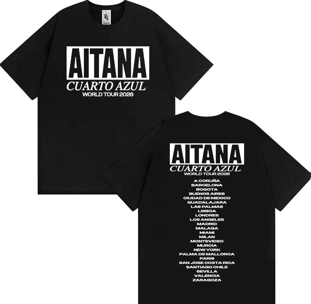 Singer Aitana Cuarto Azul Album Cover Graphic TShirt UNISEX Women Summer Cotton YK Clothing Oversize Round Neck Short Sleeved Tee
