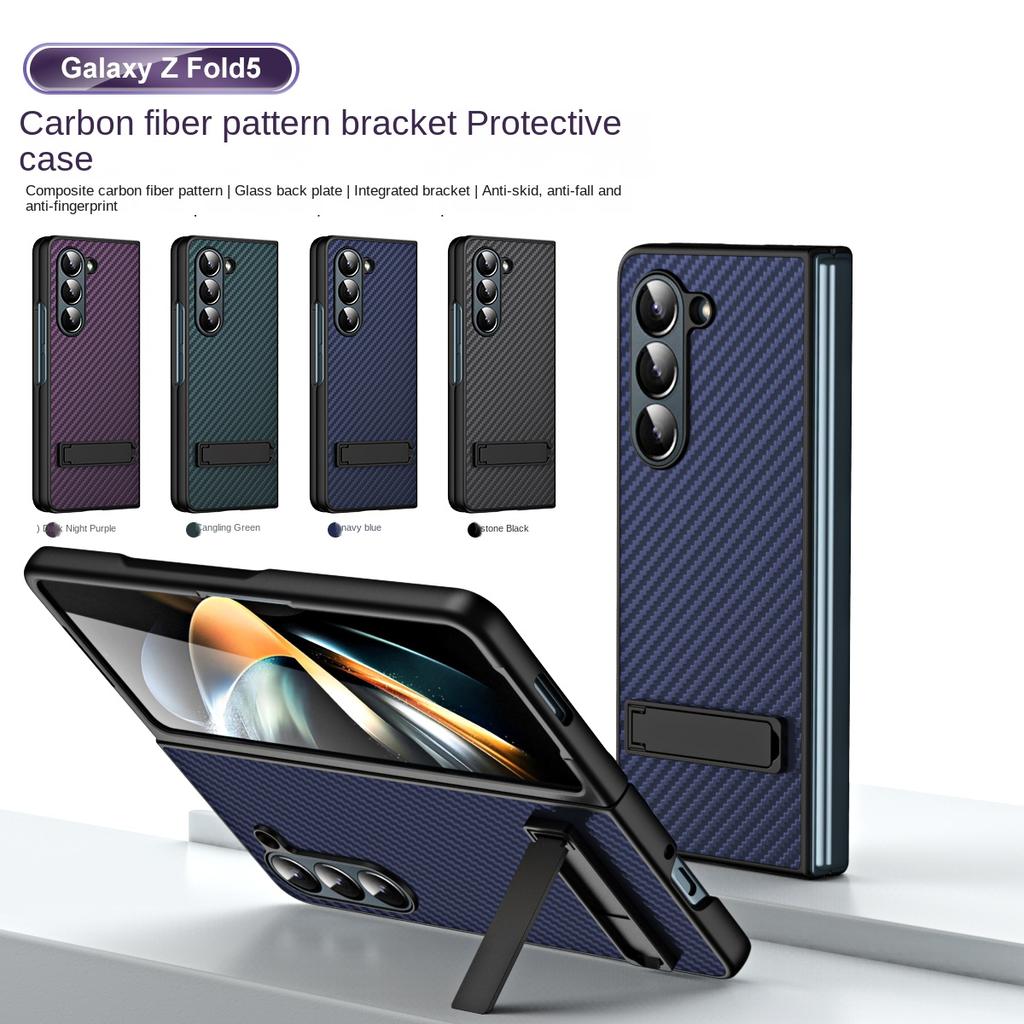 Чехол для телефона с подставкой из углеродного волокна для Samsung Galaxy Z Fold 5 4 3 Fold5 Fold4 Fold3 5G противоударный защитный твердый чехол