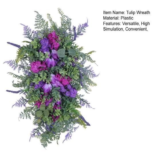 Фиолетовый тюльпановый венок с гортензией и гиацинтом искусственный цветок лавандовая гирлянда реалистичный весенне-летний цветочный декор для двери стены дома и вечеринки