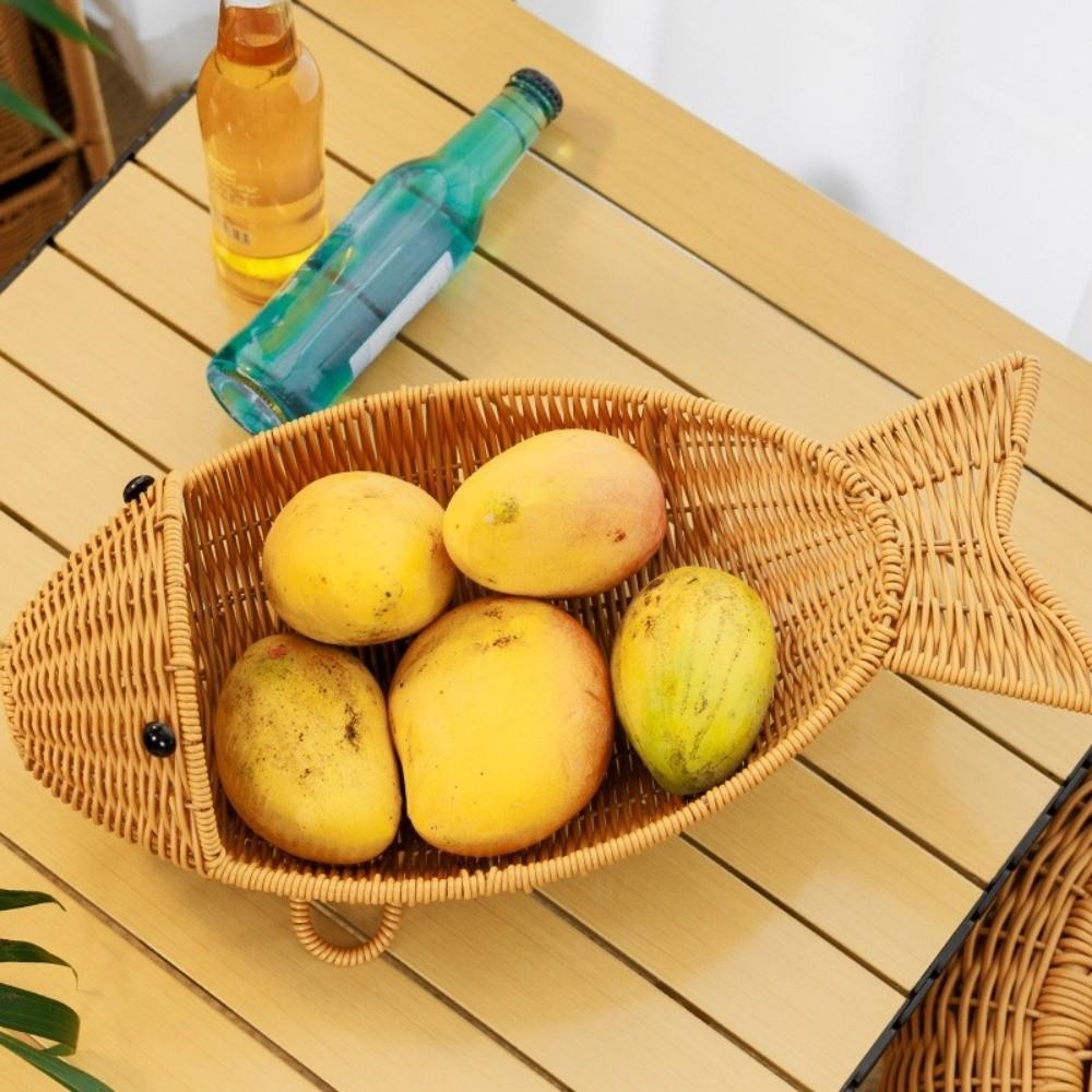 Plastic Snack Fruit Plate Wear-resistant Drain Basket Fruit Platter Hand Woven Fruit Basket Hotel