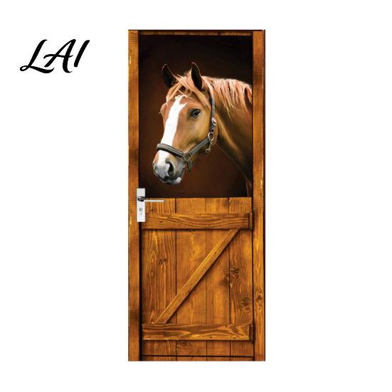Home Decor Door Wrap 3D Sticker Self-adhesive Modern Retro Cover Waterproof PVC Sticker Decal for Bedroom Decor 30 x 79 Inches