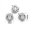 2Pcs Green Eyes Leopard Head Metal Fashion Accessories For Jewelry Component DIY Charm Decoration