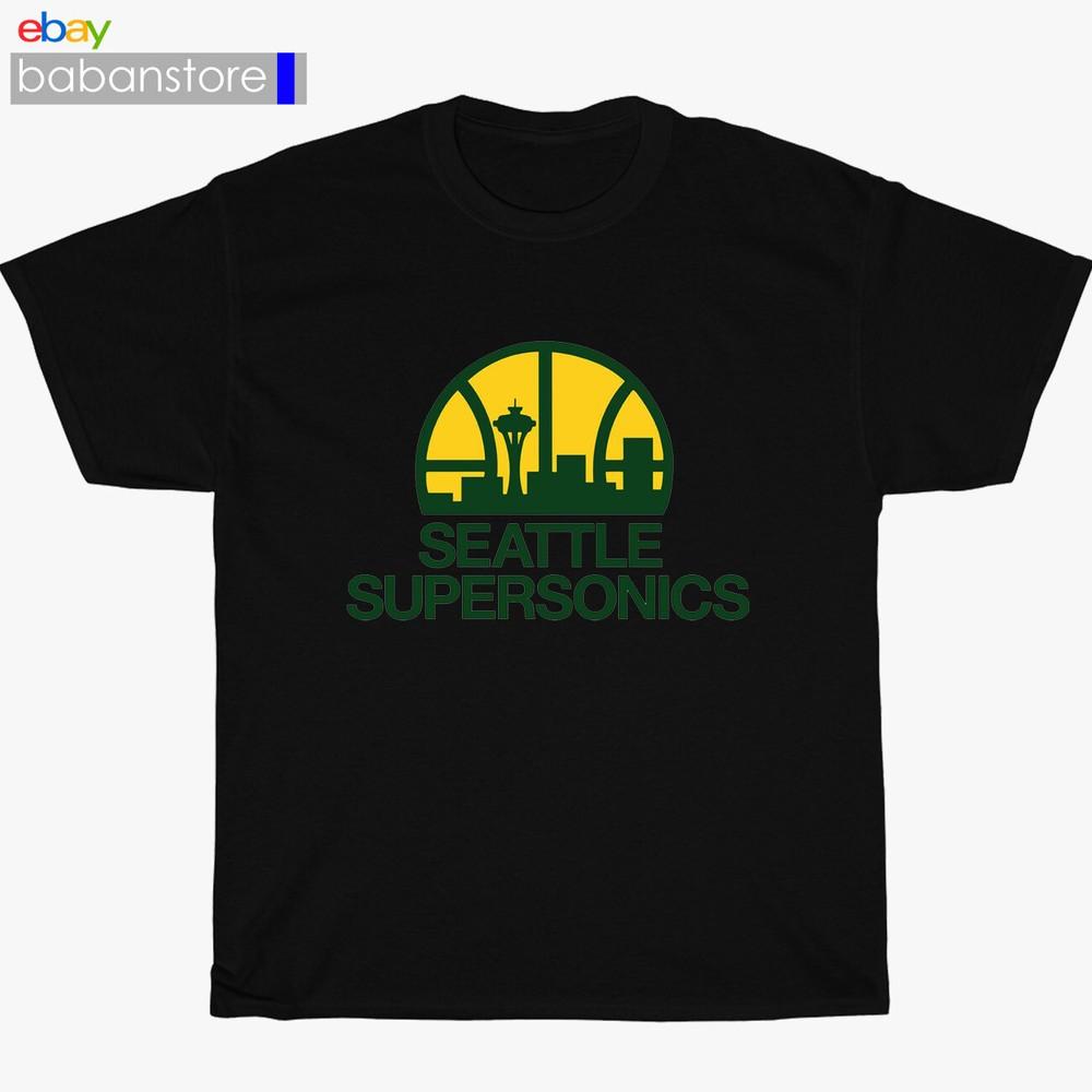 New Seattle Supersonics Logo Black/White/Gr<wbr/>ey/Navy TShirt Size S5XL Unisex T-Shirt