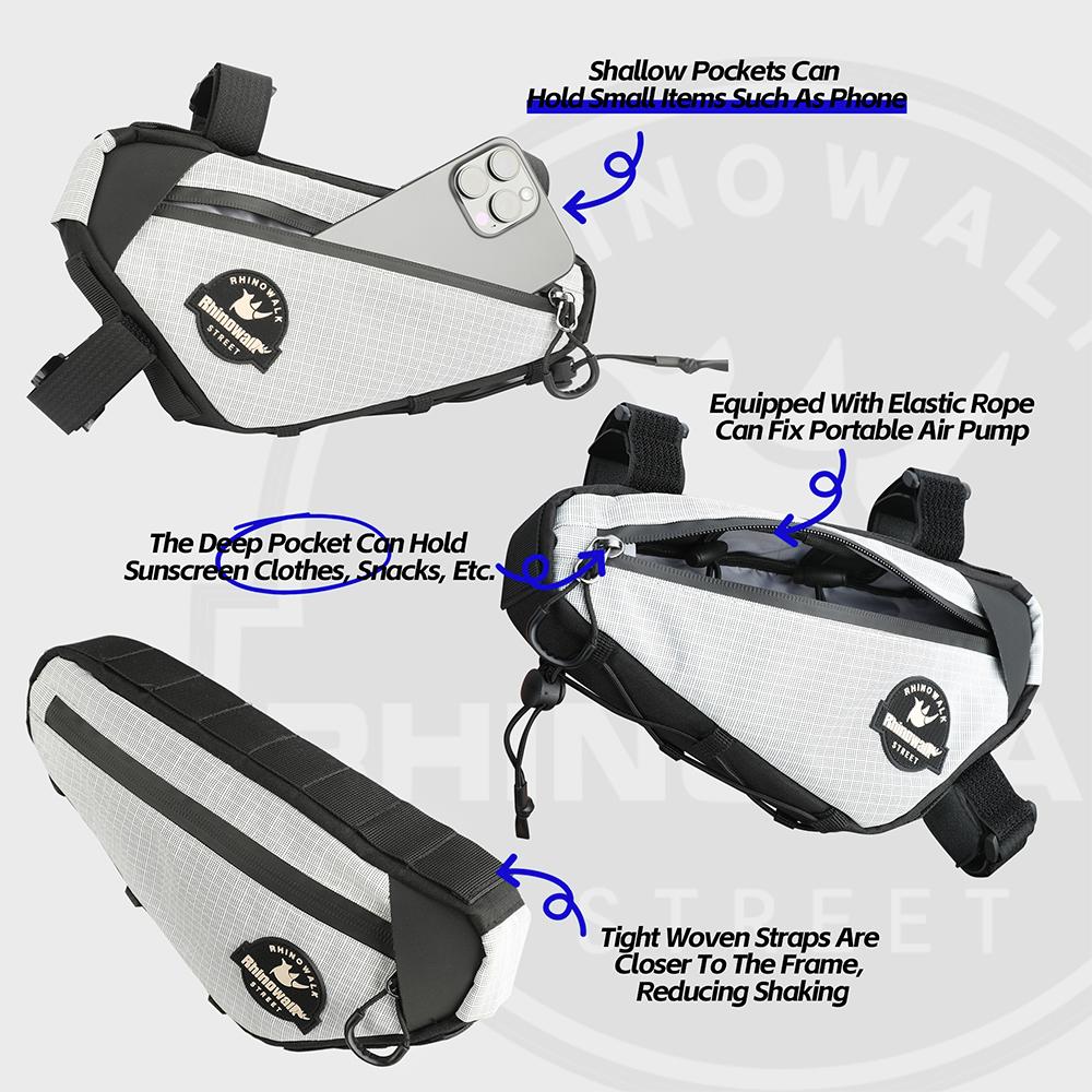 RHINOWALK Сумка на треугольную раму для дорожного велосипеда, водонепроницаемая велосипедная сумка со скрытым отверстием для кабеля