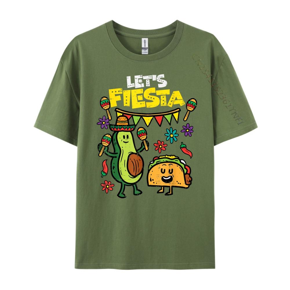 Lets Fiesta Taco Avocado Funny Cinco De Mayo Mexican Party Grey Shirt Graphic Tee Couples Casual Everyday Band Tshirts Creative