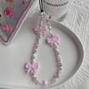 KKBEAD Pink Acrylic Bow Phone Charm Wrist Strap