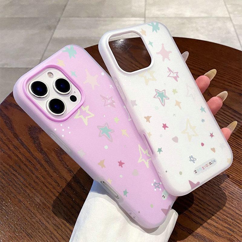 Матовый frosted чехол с рисунком, ощущением кожи, PC+TPU 2-в-1, с принтом звезд, защитная крышка, мягкая задняя крышка