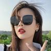 Metal Square Frame Sunglasses, Big Face Slimming Sunglasses for Women, Korean Style Street Style Sun Visor Glasses